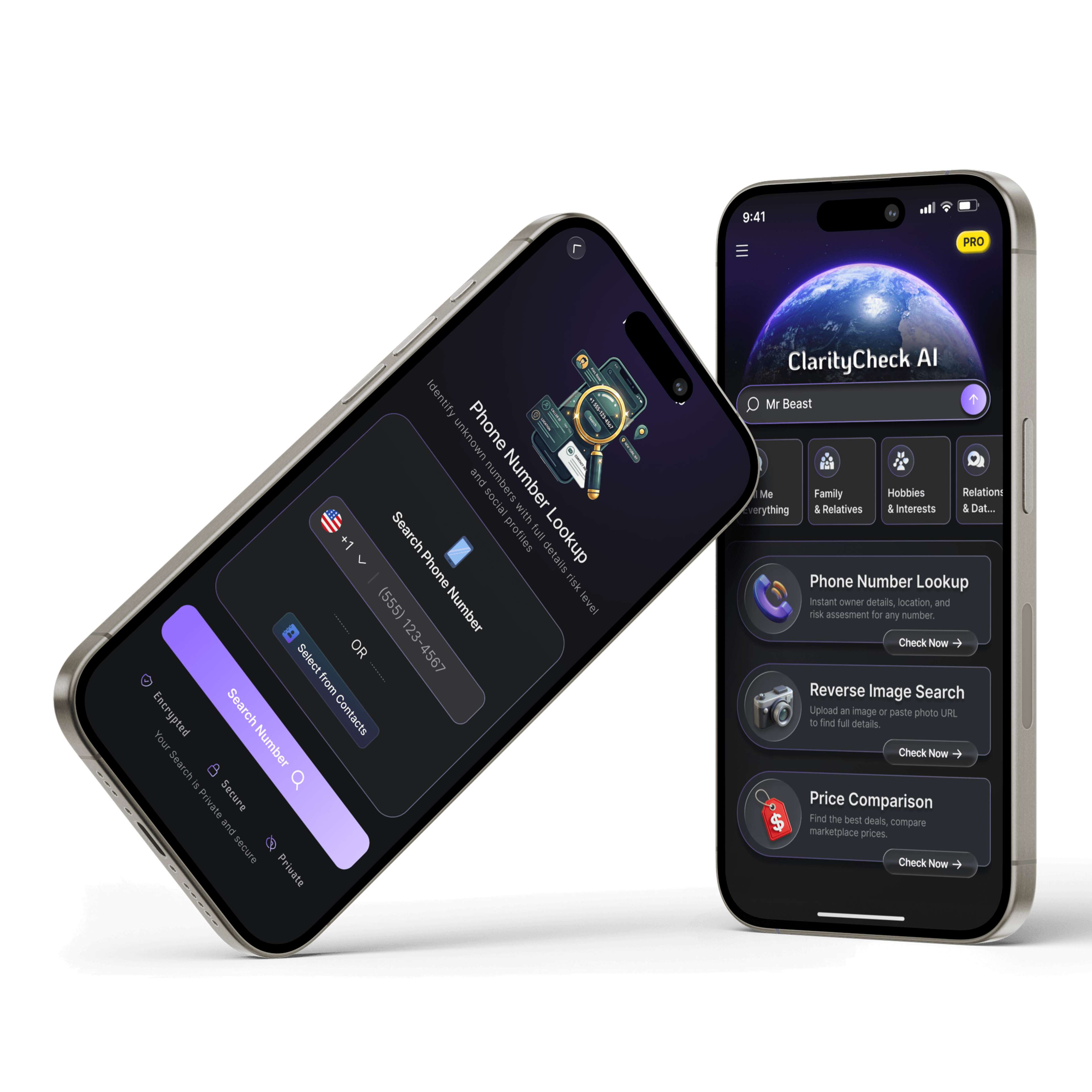 ClarityCheck AI mobile app showing reverse image search results